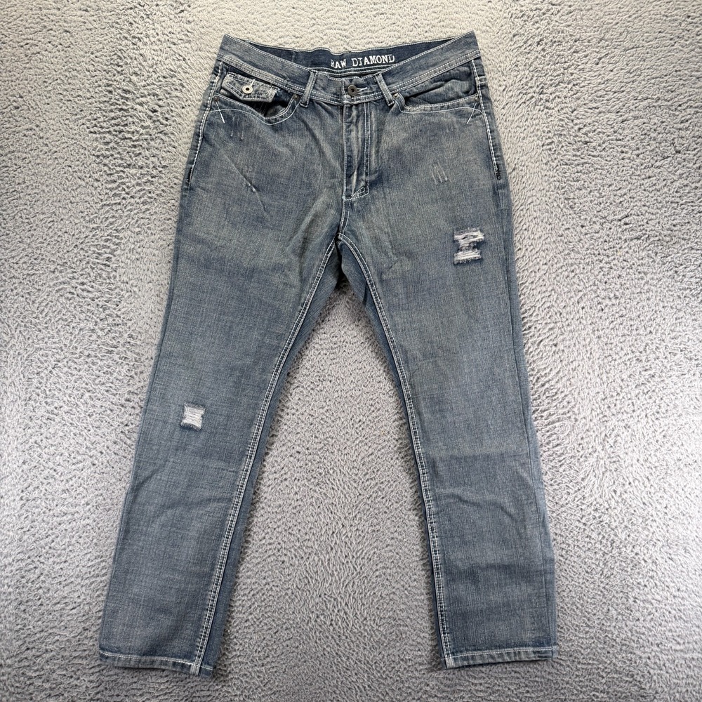 Raw Diamond Jeans Mens 32x30 Blue Cotton Denim Straight Leg Faded Western Cowboy